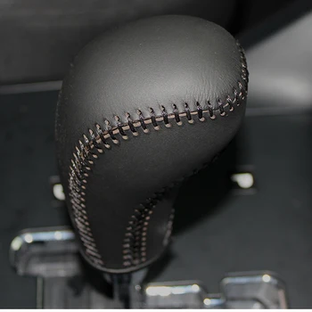 Fekete Bőrből készült, Kézzel varrott, Autó Felszerelés, a Shift Gomb Fedezni Hyundai Santa Fe 2012 Automatikus