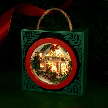 DIY Karácsony Éjjel világító Doboz Fa Babaház Kit Miniatűr Bútorok Casa Baba Házban Összegyűlt Játékokat a Felnőttek Ajándékok 0