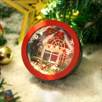DIY Karácsony Éjjel világító Doboz Fa Babaház Kit Miniatűr Bútorok Casa Baba Házban Összegyűlt Játékokat a Felnőttek Ajándékok 1