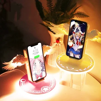 Univerzális LED Qi Vezeték nélküli Töltő Dokkoló Angyal Szárny 10W Vezeték nélküli Gyors Töltő iPhone 11 12 Pro X XR 8 Plusz Mobil Telefon