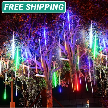 30cm/50cm 8 Csövek Vízálló Meteorzápor Eső LED String Lámpák Kültéri Karácsonyi Dekoráció az Otthoni Fa EU/usa/UK/AU Csatlakozó