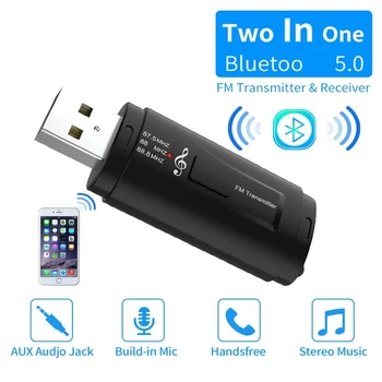 2021 Új FM Transmitter Autós Bluetooth-kompatibilis 5.0 Vevő Modulátor USB Hordozható 3,5 mm-es AUX Audio Music Player Adapter Hívás