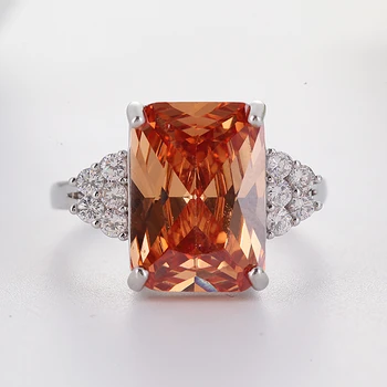 Divat Geometria Narancs Kő Gyűrű Bague Luxus Hercegnő Vágott Cirkon Esküvői s A Nők Parti Ékszer Ajándék Z5K214