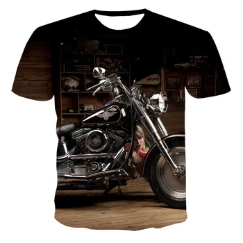 Nyáron Új 3D Király Mozdony T-shirt férfi Divat Személyiség punk Nyomtatás póló, Alkalmi hip-hop Motorkerékpár grafikus póló Felső