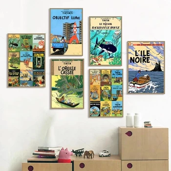 Tintin Kaland Poszter Teve A Sivatag Képregény, Rajzfilm Vintage Retro Nyomtatás Klasszikus Vászon Festmény, Art-Fal Kép Lakberendezés Ajándék 1