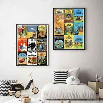 Tintin Kaland Poszter Teve A Sivatag Képregény, Rajzfilm Vintage Retro Nyomtatás Klasszikus Vászon Festmény, Art-Fal Kép Lakberendezés Ajándék 2
