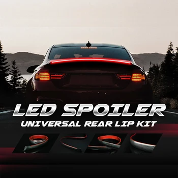 130cm 12V-os Univerzális Szénszálas Többfunkciós Csomagtartó Spoiler LED Szalag Autó Külső Hátsó Spoiler, lámpa Fék Lámpa
