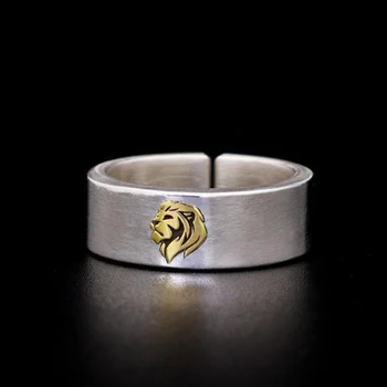 Az Új Lion King Berakásos Ezüst Gyűrű Férfiak, Mind A Nők Pár Gyűrű Egyszerű, Széles Szája Állítható Ékszerek, Kiegészítők 0
