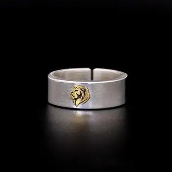 Az Új Lion King Berakásos Ezüst Gyűrű Férfiak, Mind A Nők Pár Gyűrű Egyszerű, Széles Szája Állítható Ékszerek, Kiegészítők 1