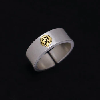 Az Új Lion King Berakásos Ezüst Gyűrű Férfiak, Mind A Nők Pár Gyűrű Egyszerű, Széles Szája Állítható Ékszerek, Kiegészítők 2
