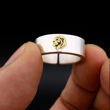 Az Új Lion King Berakásos Ezüst Gyűrű Férfiak, Mind A Nők Pár Gyűrű Egyszerű, Széles Szája Állítható Ékszerek, Kiegészítők 3