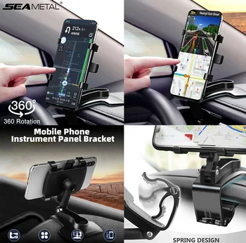 360° - os Kocsi Multifunkcionális Telefon tulajdonosa Napellenző Tükör Műszerfal GPS Okostelefon tartó Állvány Univerzális Mobiltelefon Tartozékok 3