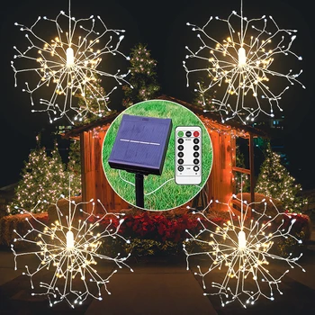 Tűzijáték String Lámpák Meleg Fehér 480 Led Karácsonyi lakodalom Garland Tündér Fény Vízálló USB/Solar Lámpa Réz Drót
