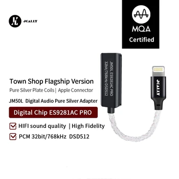 JCALLY JM50 USB-C DAC JM50L Villám Audio Dekódolási Adapter Kábel Típus C-3,5 mm-es Dekódolás Fülhallgató Erősítő MQA ES9281AC pro