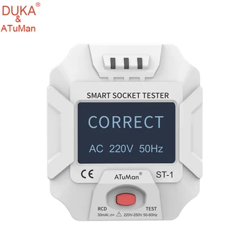DUKA/ATuMan Smart Socket Teszter 90-250V Outlet Teszter Automata Elektromos Áramkör Polaritású Feszültség Érzékelő Breaker Kereső