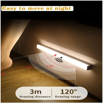 Smart LED Szekrény Lámpa Mozgásérzékelő Lámpa Wirless Újratölthető Este Lámpa Konyhai Szekrény, Hálószoba Éjjeli LED-Bár Lámpa 2