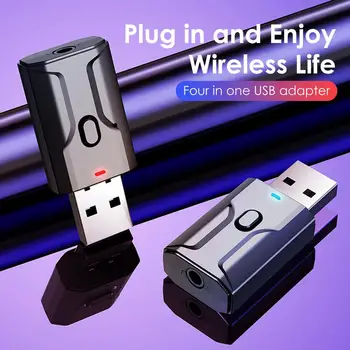 USB, Vezeték nélküli Audio Adapter Bluetooth-kompatibilis 5.0 Adó-Vevő Mikrofon hangkártya PC Laptop Audio Adapter