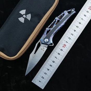 NKAIED JR9393 Flipper összecsukható kés M390 penge titán ötvözet + szénszálas kezelni kerti kemping konyha gyümölcs kés demokratikus állampolgárságra nevelés eszköze