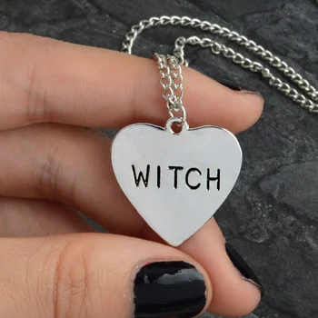 Divatos Boszorkány Nyaklánc Szív Vésett Gótikus Boszorkányság Wicca Halloween Goth Ékszert Női Nyaklánc Ajándék Boszorkányok