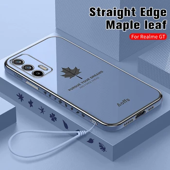 A Realme GT 5G Luxus Maple Leaf Galvanizáló Telefon Esetben Puha Szilikon Kamera Védi Fedezni Realmy Narzo 30 8 V13 V15 V5 7 Neo