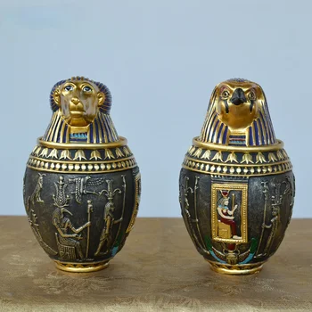 Az Ókori Egyiptomban A Macskát Isten Kerámia Edényben Tároló Figurák Fáraó Szent Gyanta Art&Craft Otthoni Dekoráció