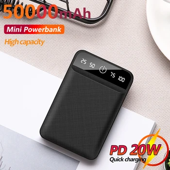 Mini Power Bank 50000mAh Kis Zseb Külső Akkumulátor Digitális Kijelző, Hordozható Külső Akkumulátor Alkalmas IPhone Xiaomi