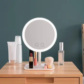 Új LED Smink Tükör Fény Hölgyek Tároló Smink Lámpa Asztali USB Hiúság Tükör Kerek Kozmetikai Tükör a Hálószobában 1