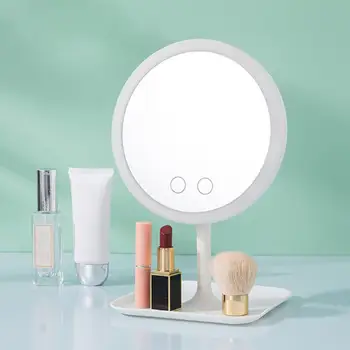Új LED Smink Tükör Fény Hölgyek Tároló Smink Lámpa Asztali USB Hiúság Tükör Kerek Kozmetikai Tükör a Hálószobában 2