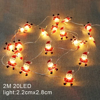 20 LED Lámpa Ünnepi Világítás Navidad Díszek Hóember Mikulás LED String Fény Garland karácsonyfa Medál 2022 luz
