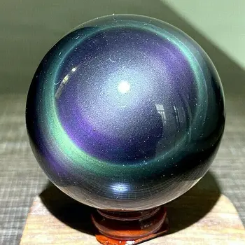 Természetes színű obszidián kristálygömb kvarc kristály energia macska szeme labda
