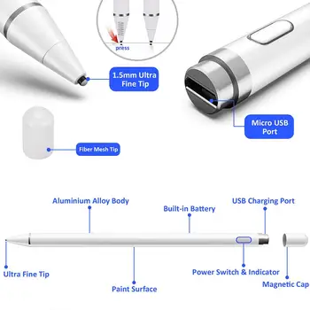 Univerzális Kapacitív Stlus érintőképernyő Toll Smart Pen IOS/Android Rendszer Apple iPad Telefon Smart Pen Stylus Ceruza Touch Toll 2
