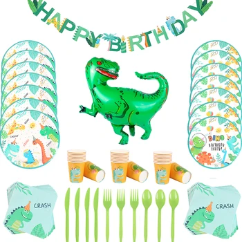 Fengrise Dinoszaurusz Eldobható Fél Edények Boldog Szülinapi Parti Dekoráció Gyerekek Papír Eldobható Tányér, Csésze, Szülinapi Parti Kellékek