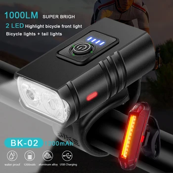 2*T6 LED Kerékpár Lámpa Elülső USB-Újratölthető MTB Hegyi Kerékpár Lámpa 1000LM Kerékpár Lámpa Első Kerékpár Lámpa Fény