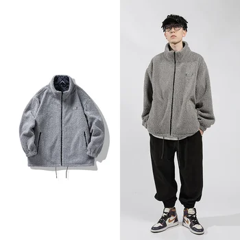 Egyetlen Út Férfi Polár Kabát Férfi Téli Surci Kabát Férfi Hip-Hop Japán Streetwear Kétoldalas Kabátok Férfi 3
