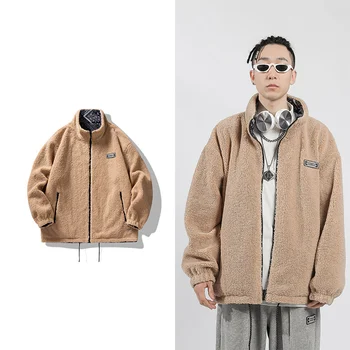 Egyetlen Út Férfi Polár Kabát Férfi Téli Surci Kabát Férfi Hip-Hop Japán Streetwear Kétoldalas Kabátok Férfi 5