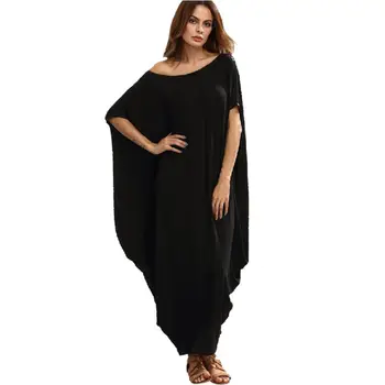 Női ruhák, hosszú ruha Arab Fekete Elegáns Laza Muszlin Szoknya Muszlim Dubai Arany Szelet Denevér Ujjú Köntös Nagy, Női Ruha
