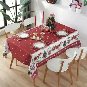 Karácsonyi Vízálló Olaj-Bizonyítja Terítő Hópihe Karácsony Fa asztali Futó terítő az Étkezési Új Év Táblázatok Fedezze Dekoráció 0